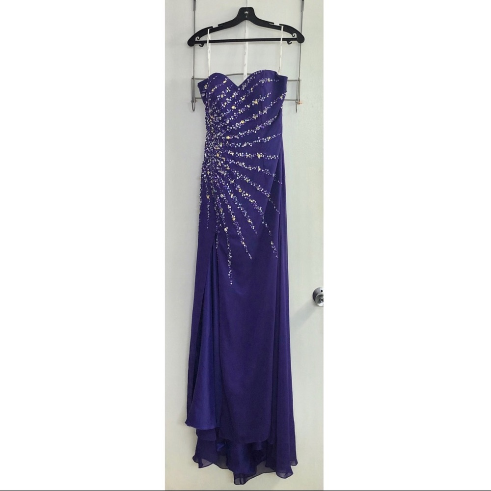 Strapless Purple Sequined Gown